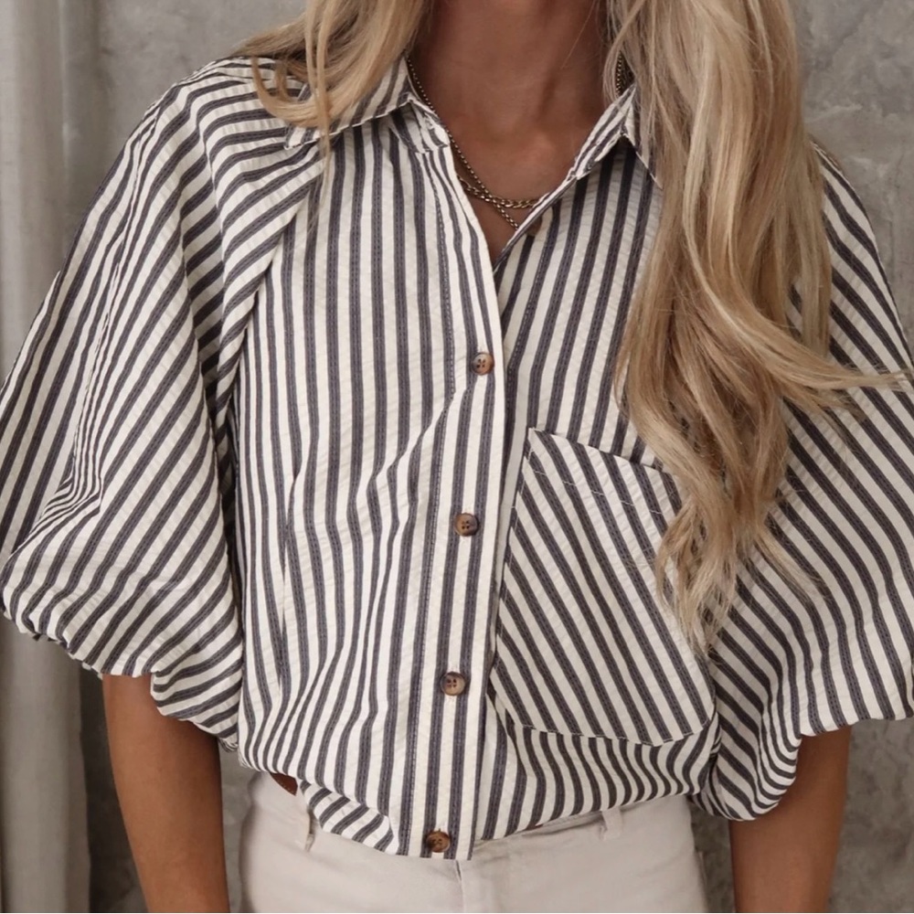 Entro Brown Striped Button-Down Shirt